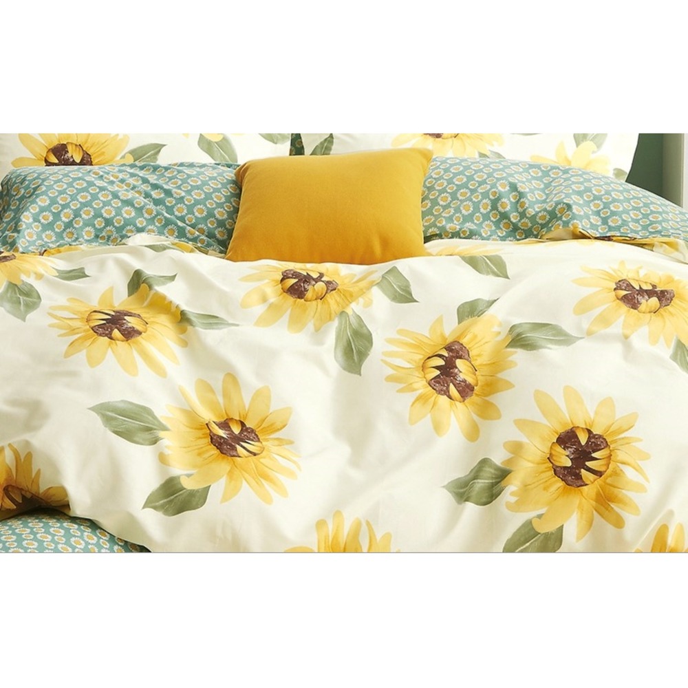 Mia Sunflower 100% Cotton Comforter Set Shams Queen Farmhouse Boho Cottagecore‎ - Picture 3 of 4